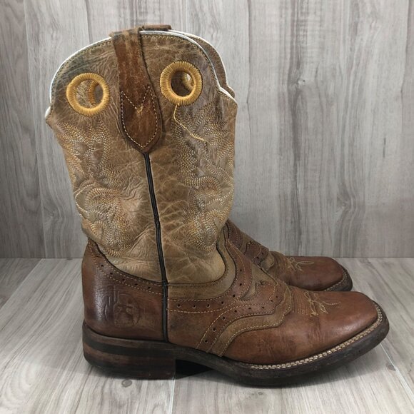 Reyme Cowboy Boots Womens 8 Brown Leather Pull On Western Rodeo Boots - Picture 1 of 12
